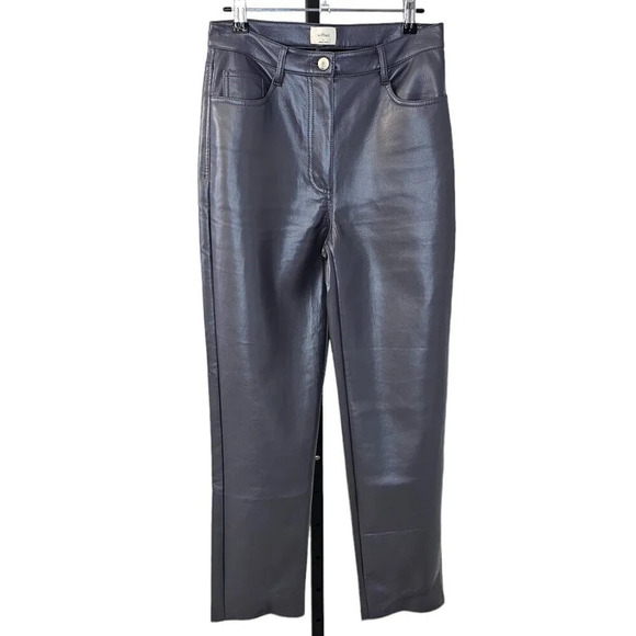 Aritzia Wilfred The Melina Pant Size 4 High Rise Straight Leg Vegan Leather - Picture 1 of 9